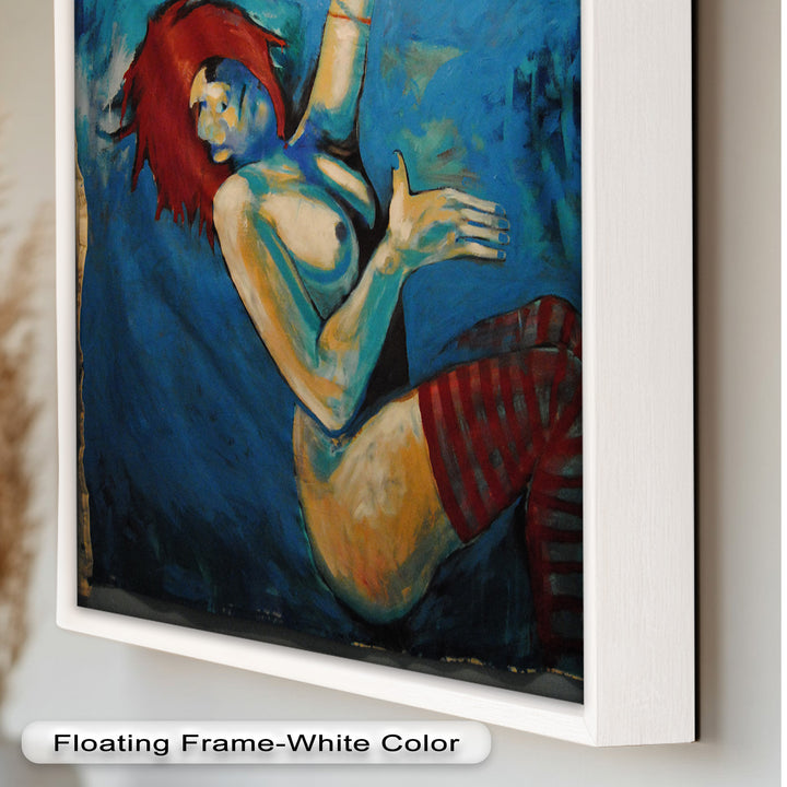 Descent in Blue – Expressionist Female Nude Picasso Oil Painting