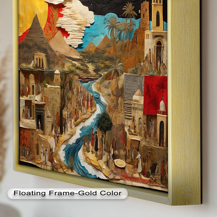 River of Time – Ancient Civilization Collage Picasso Oil Painting