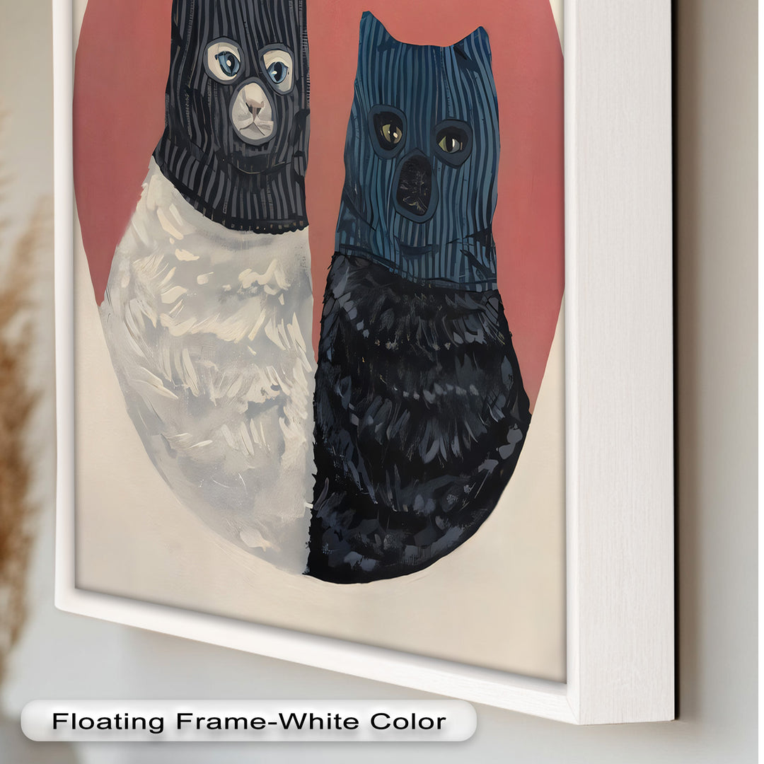 Masked Companions – Contemporary Cat Oil Painting