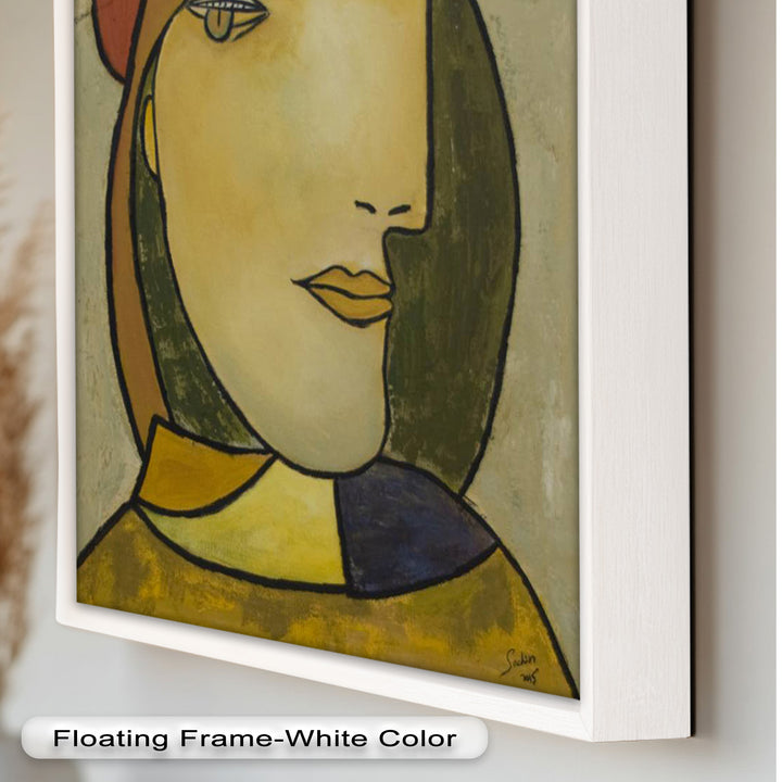 Melancholy in Red Hat – Minimalist Portrait Picasso Oil Painting