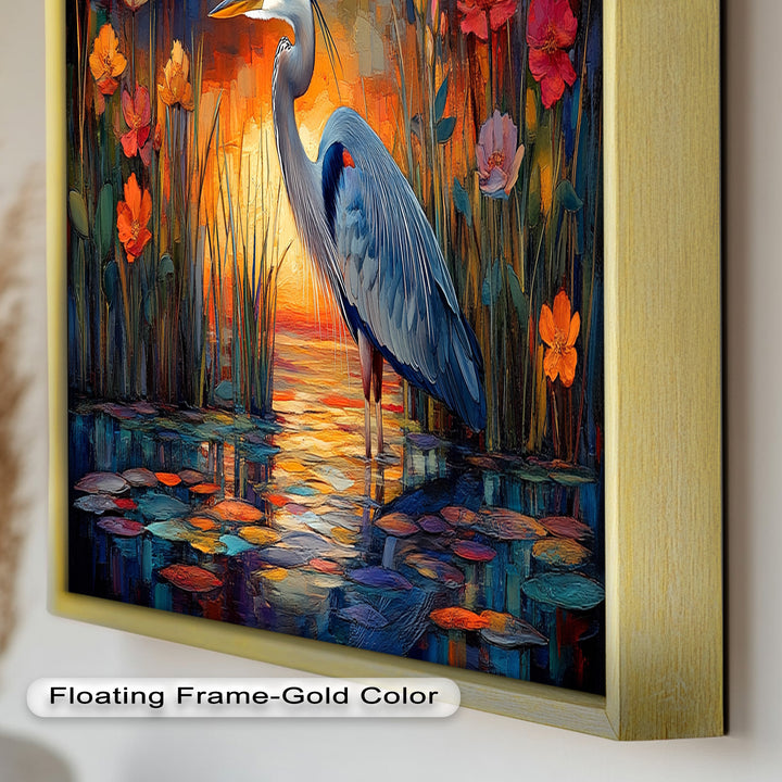 Heron at Sunset  – Animal Oil Painting