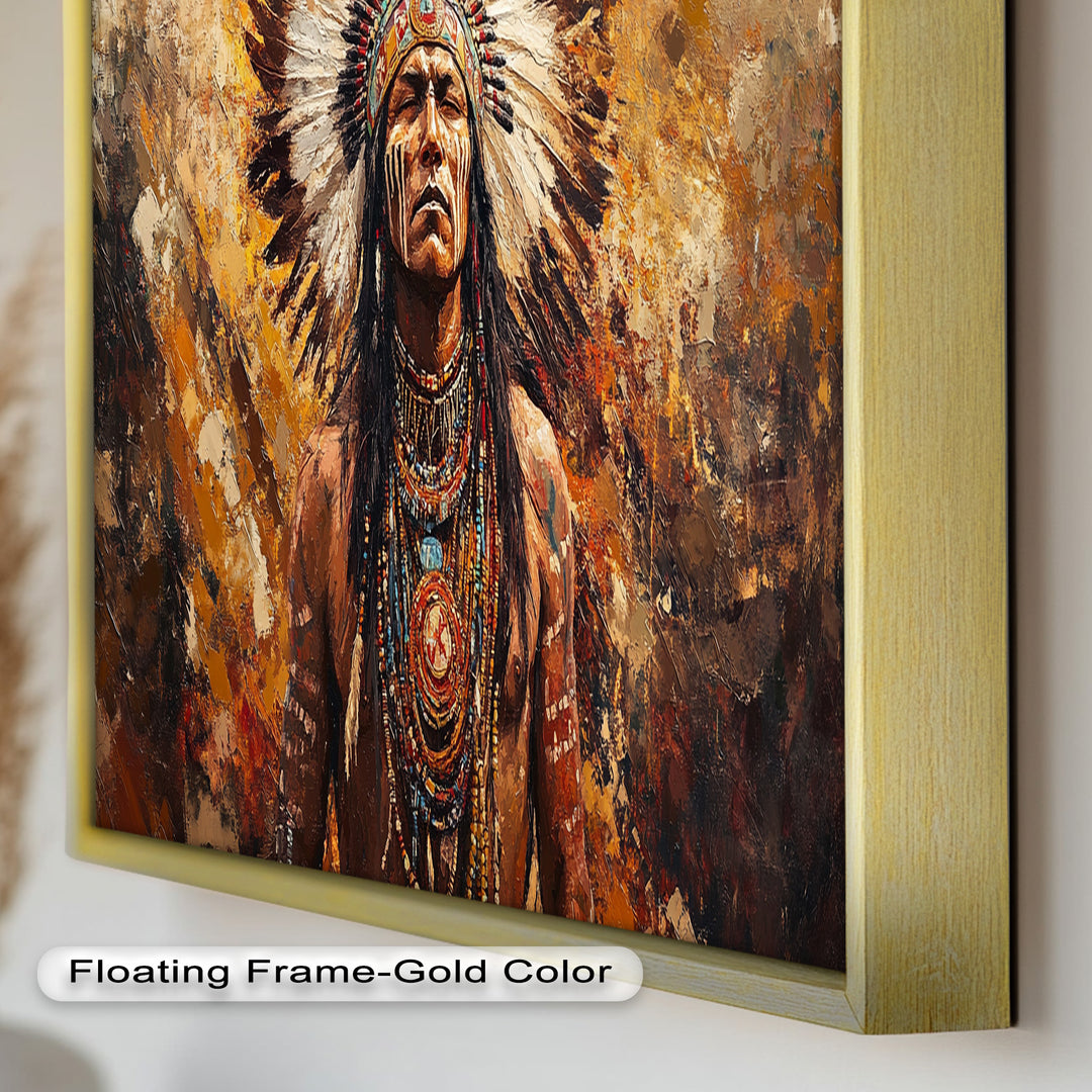 Sacred Flame – Tribal Warrior Portrait Oil Painting