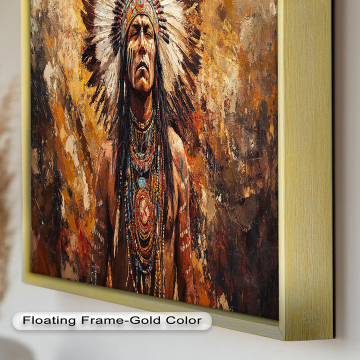 Sacred Flame – Tribal Warrior Portrait Oil Painting