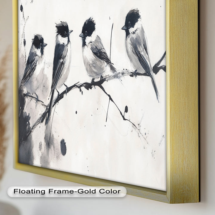 Monochromes Quartett – Vogel-Ölgemälde