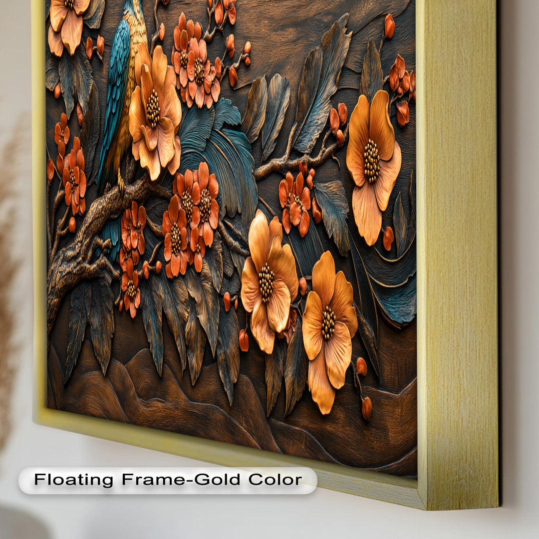 Flowers & Bird – Framed Oil Painting