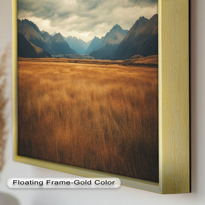 Ölgemälde Golden Meadow – Majestätische Berglandschaft