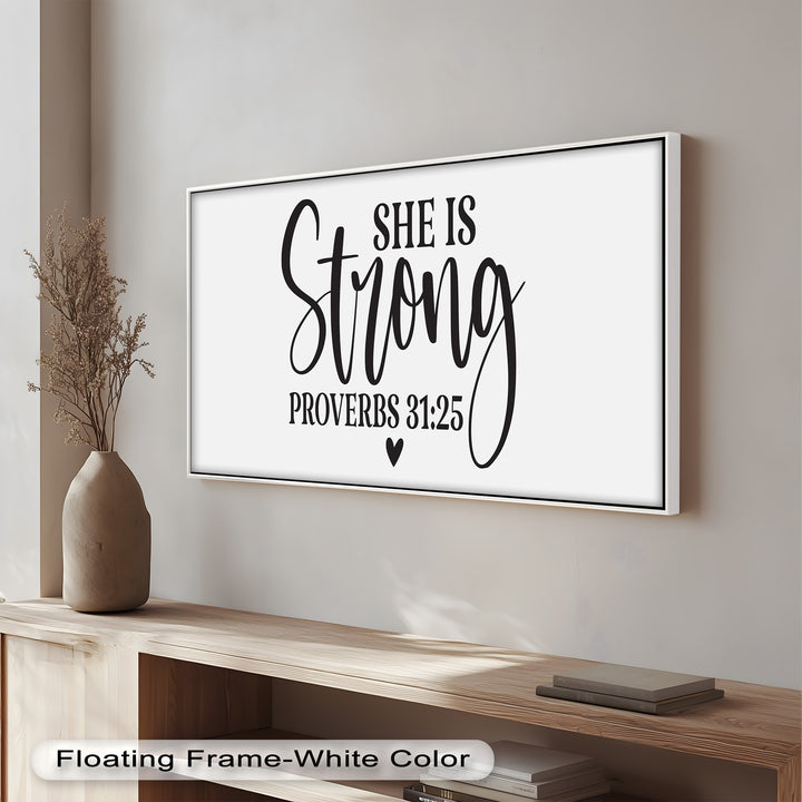 She Is Strong – Proverbs 31:25 Bible Verse Oil Painting
