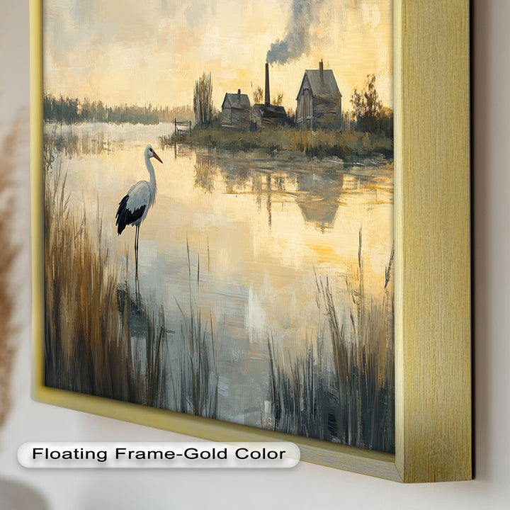 Stork at Dusk – Animal Oil Painting