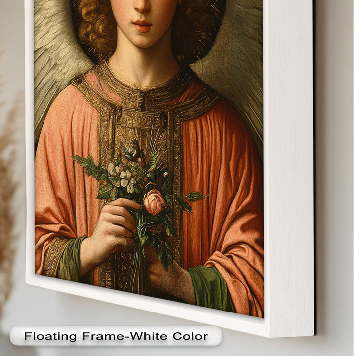 Angel Holding Flowers Wall Art – Religious Oil Painting