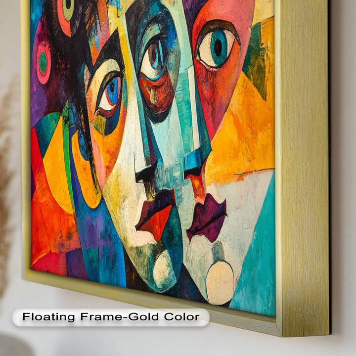 Entwined Visions Oil Painting – Fauvist Dual-Face Expressionism