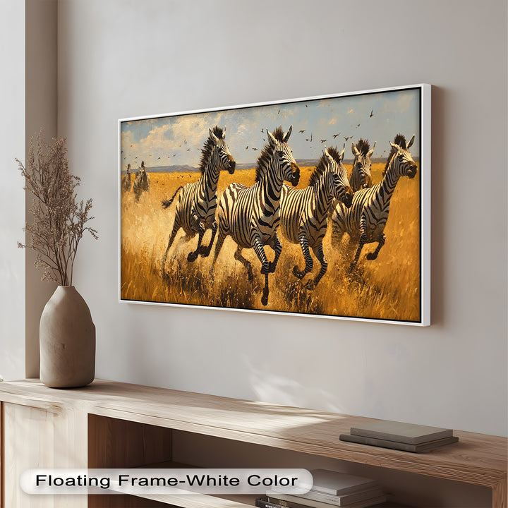 Thundering Zebra Herd – Wild Safari Oil Painting