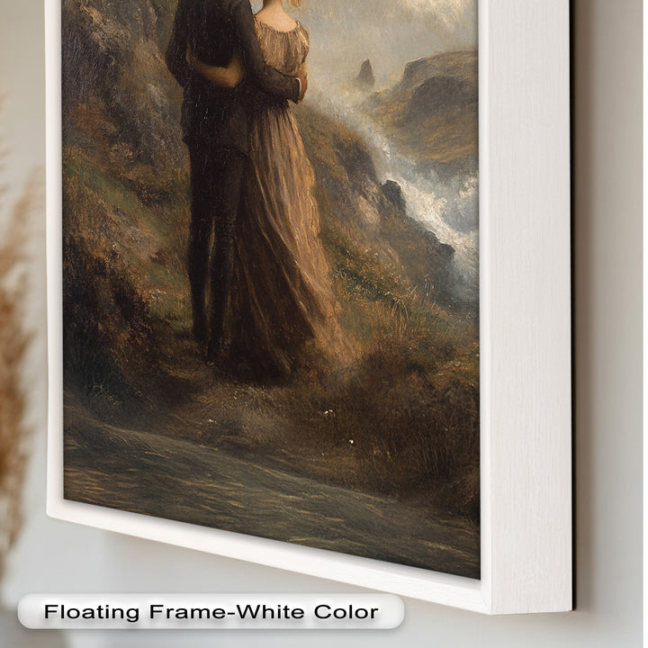 Embrace on the Cliffside – Oil Painting of Lovers in Nature