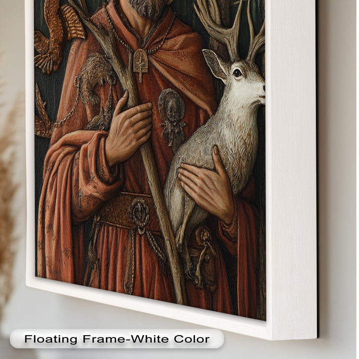 Saint with Deer Wall Art – Religious Oil Painting