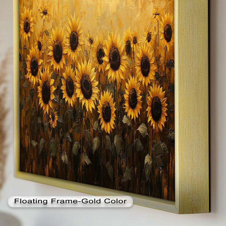 Golden Sunflower Field Wall Art – Floral Oil Painting