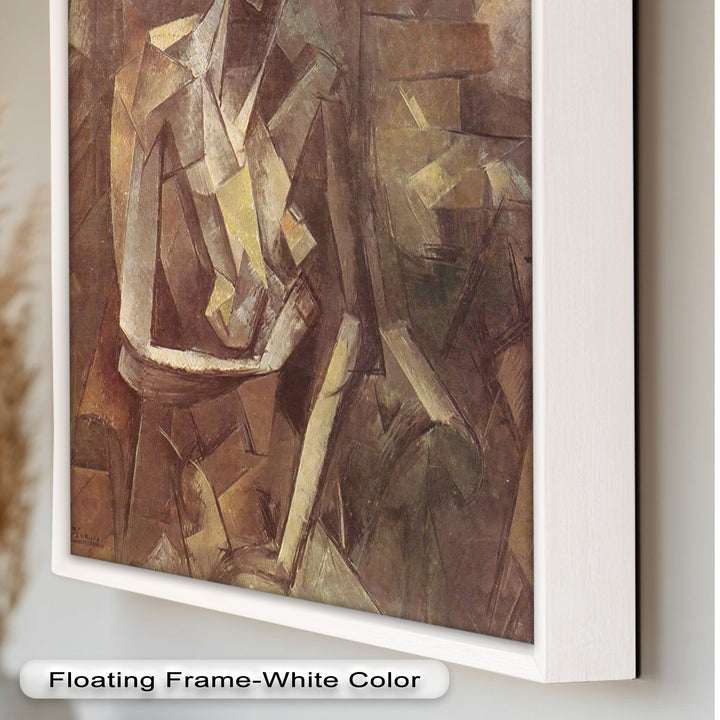 Sepia Kubistische Figur Wandkunst – Abstraktes Ölgemälde
