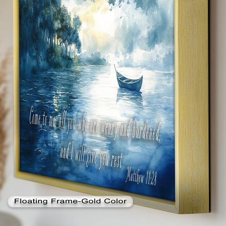 Matthew 11:28 – Find Rest in Christ Bible Verse Oil Painting