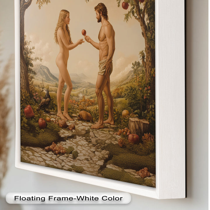 The First Temptation – Adam and Eve in Eden Renaissance Oil Painting