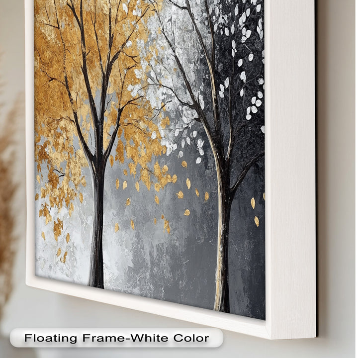 Flüstern von Herbst und Winter – Ölgemälde mit zwei Baumblumen