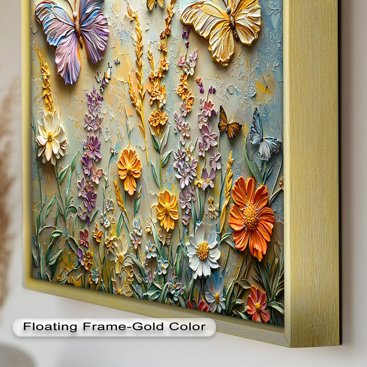 Abstract Floral Butterflies – Modern Oil Painting