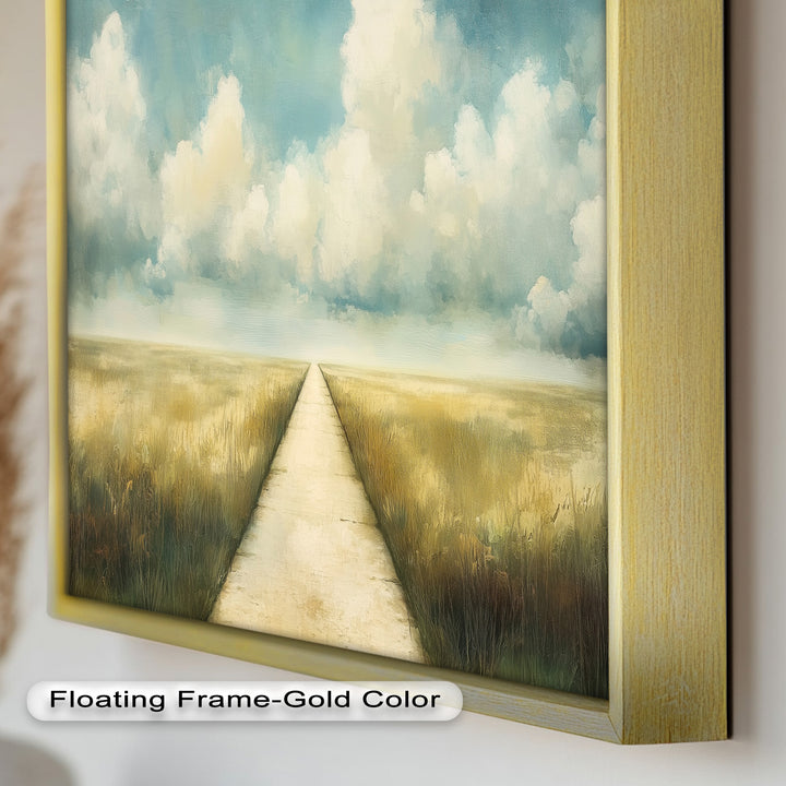 Cloudy Sky Wall Art – Minimal Landscape Oil Painting