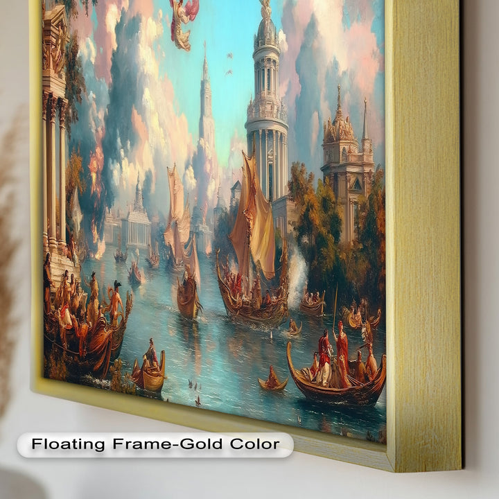 Barocke Flussparade – Grandioses venezianisches Fantasie-Ölgemälde