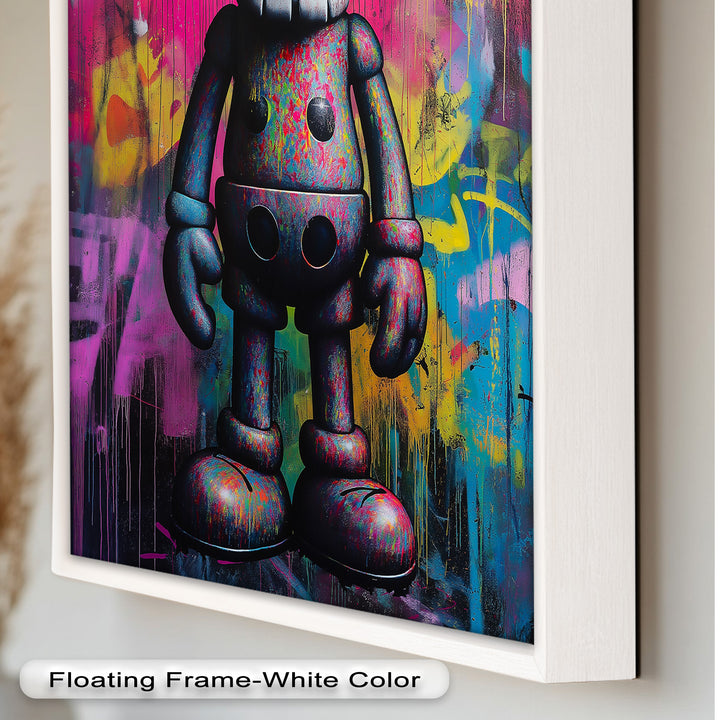 Neon Skull Companion – Mehrfarbiges KAWS-Ölgemälde