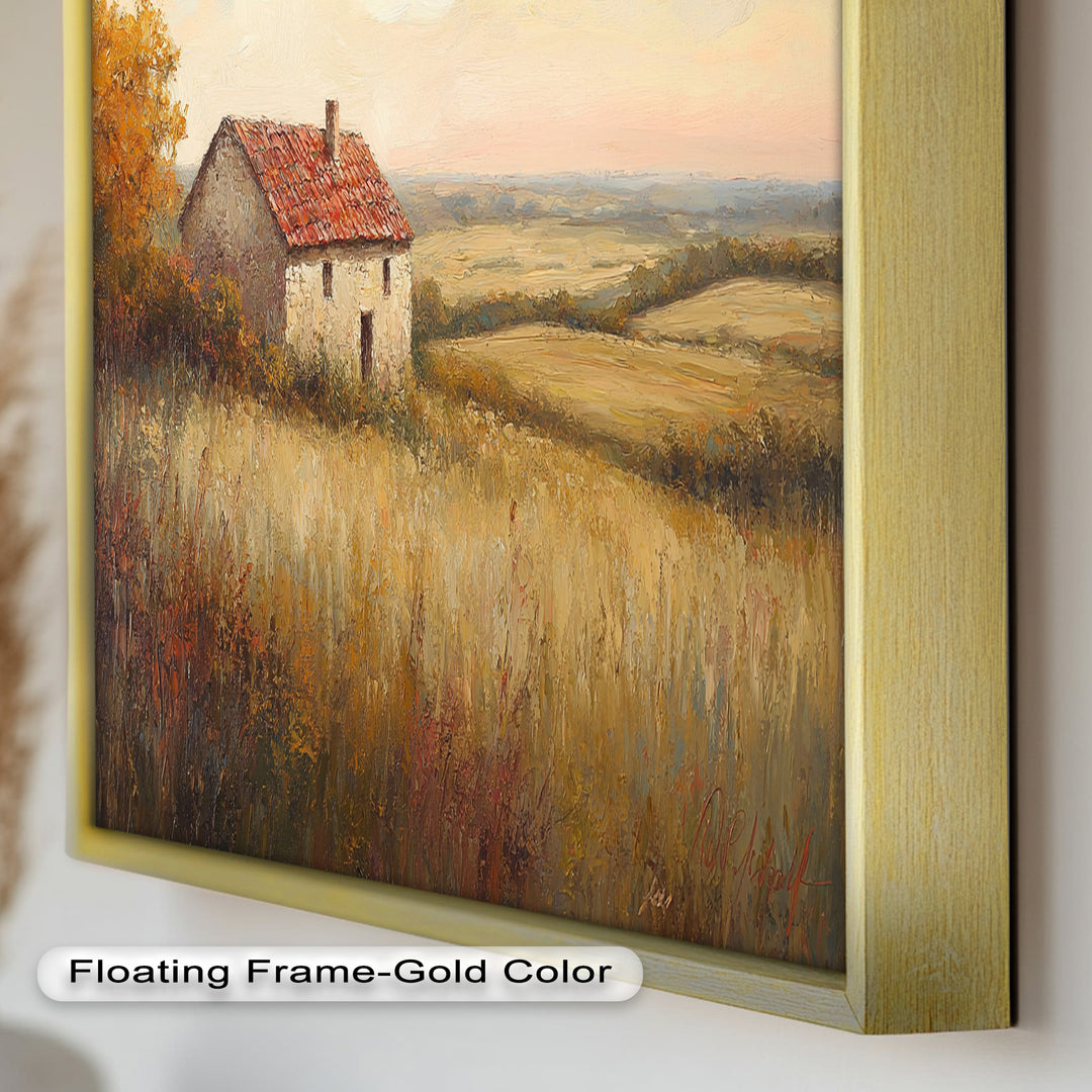 Rustikale Landhaus-Wandkunst – Golden Field Ölgemälde