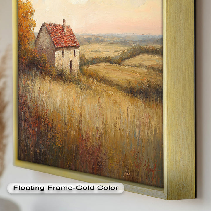 Rustikale Landhaus-Wandkunst – Golden Field Ölgemälde