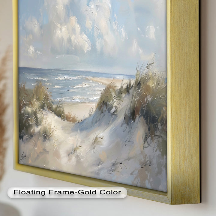 White Sand Beach Sandy Path Landscape – Coastal Oil Painting