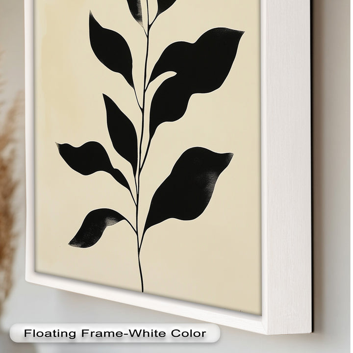 Black Botanical Minimalism – Monochrome Oil Painting