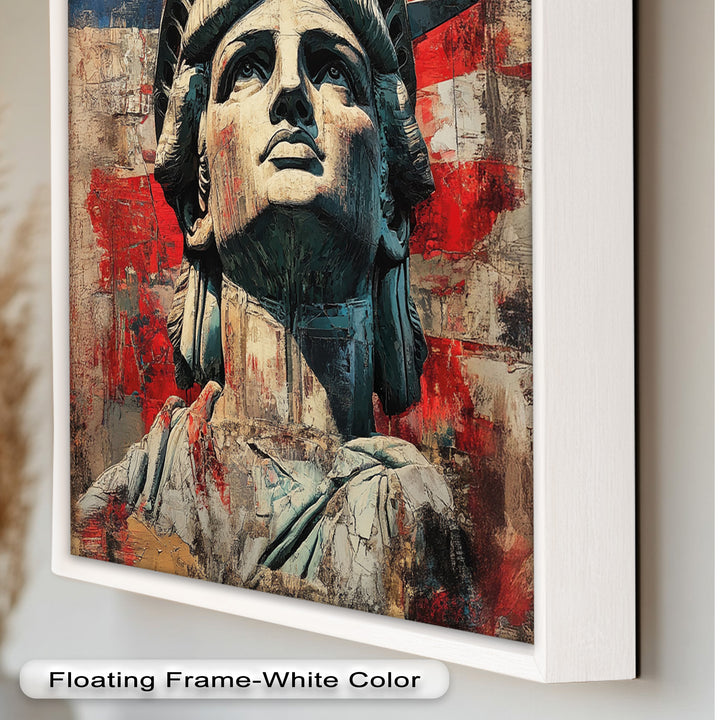Freiheitsstatue mit amerikanischer Flagge - Patriotisches Ölgemälde