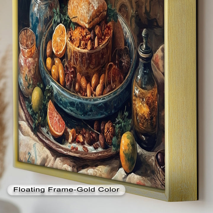 Golden Harvest Table – Ornamentales Festmahl Stillleben Essen Malerei