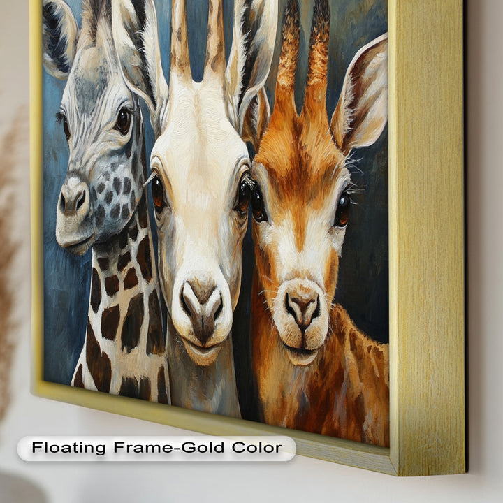 Trio of Giraffes – Animal Oil Painting