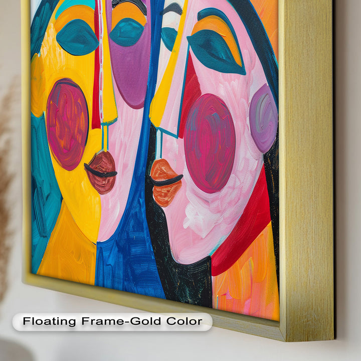 Unified Gaze – Vibrant Dual Portrait Picasso Oil Painting