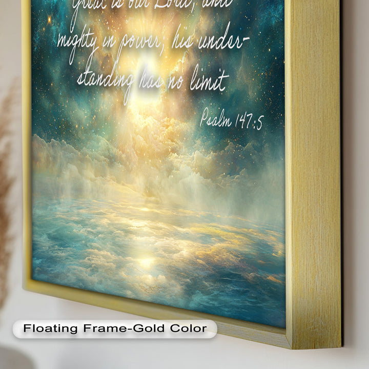 Psalm 147:5 – Mighty in Power Bible Verse Oil Painting