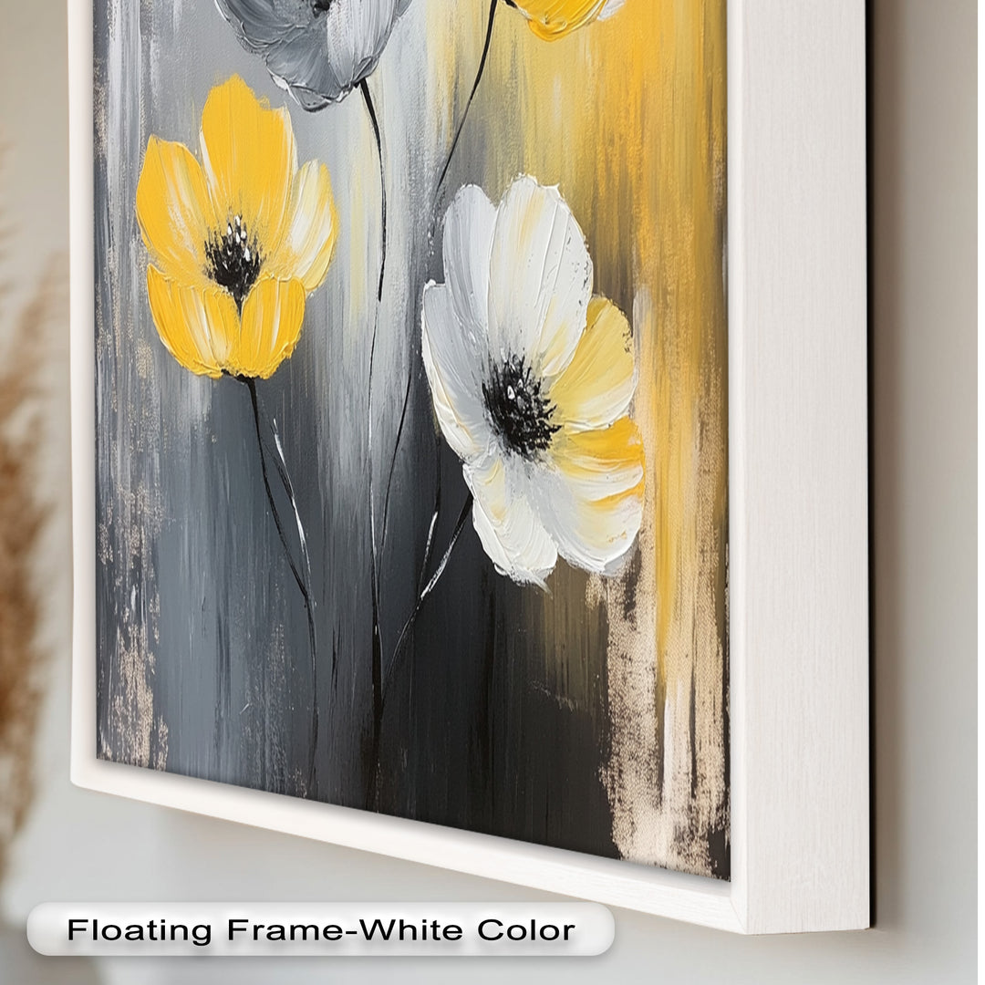 Golden Harmony – Yellow and White Floral Oil Painting