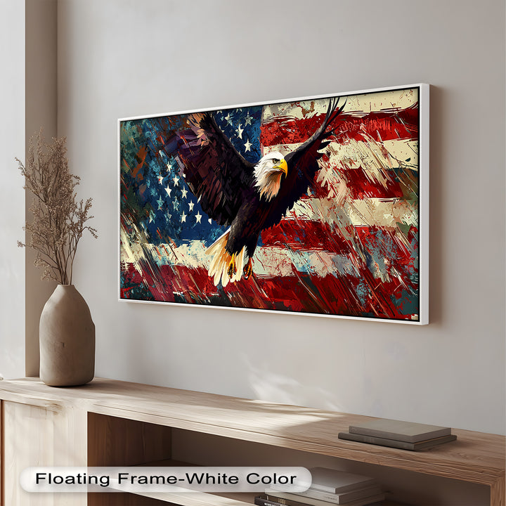 Soaring Freedom – Patriotic Eagle Oil Painting