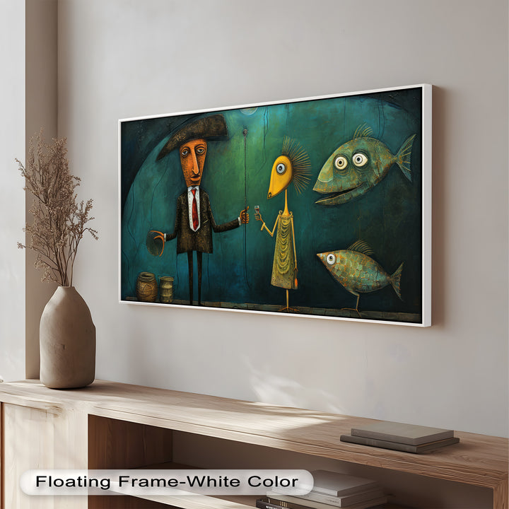 Underwater Toast – Whimsical Surrealist Picasso Oil Painting