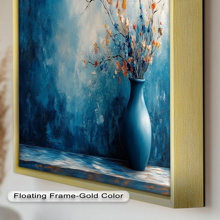 Blue Harmony Vase – Contemporary Floral Arrangement Flower Oil Painting