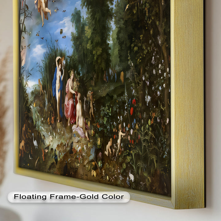 The Garden of Earthly Light – Mythological Forest Scene Oil Painting
