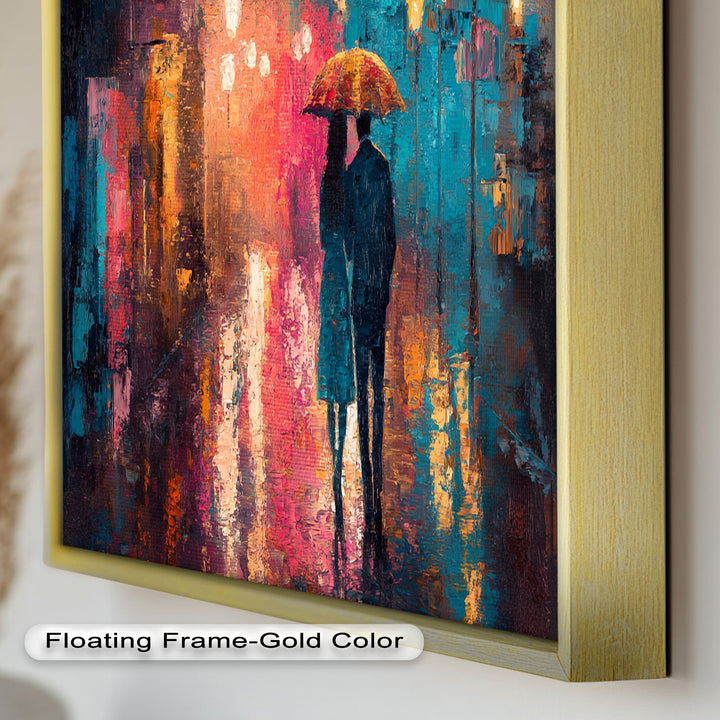 Evening Embrace – Lovers Under City Lights Love Oil Painting