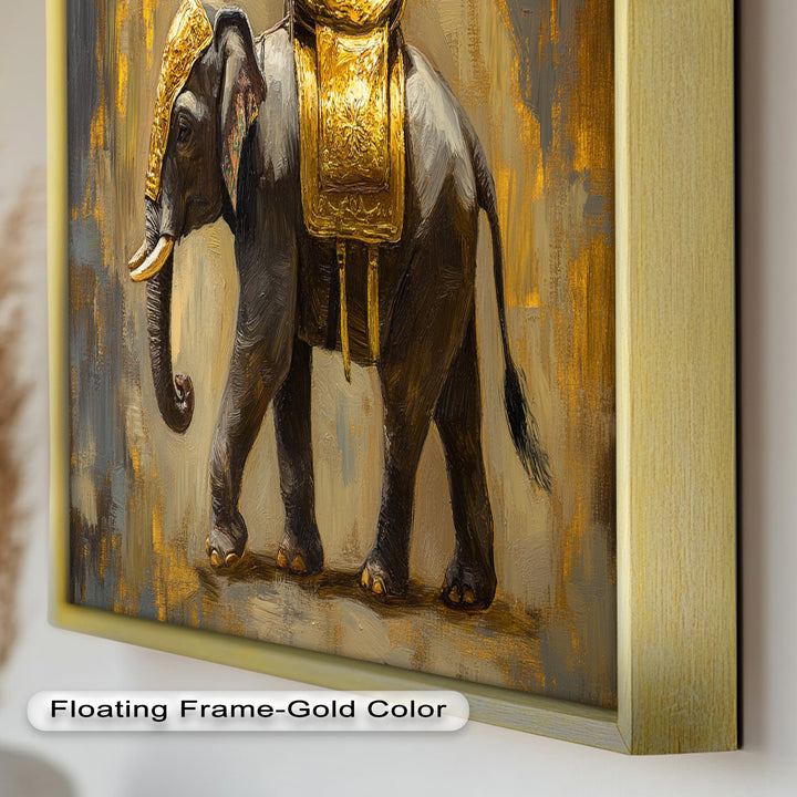 Elephant with Golden Saddle - Animal Oil Painting