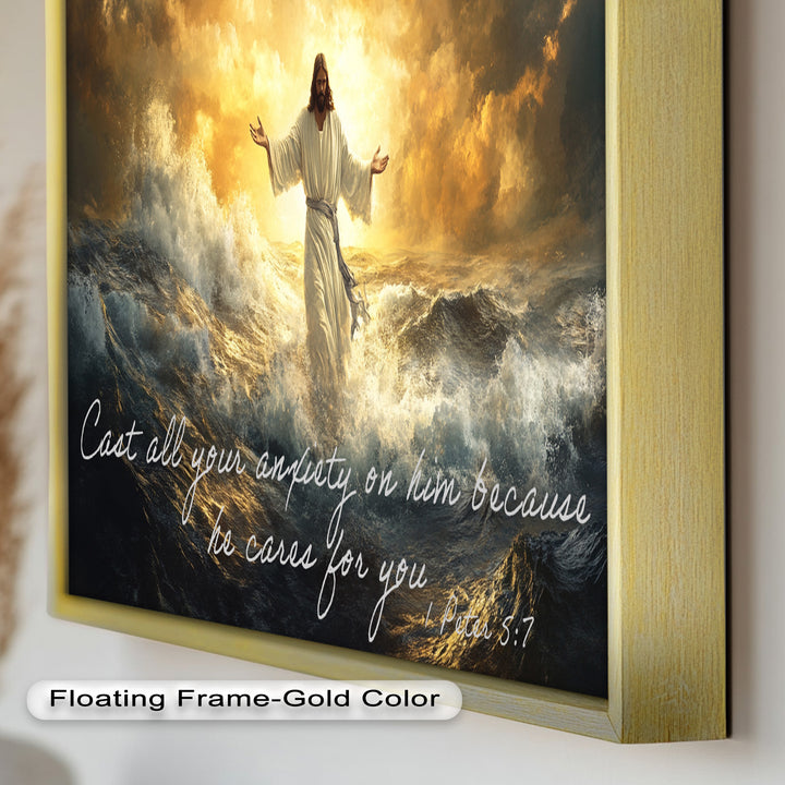 1 Peter 5:7 – Trust in God Bible Verse Oil Painting