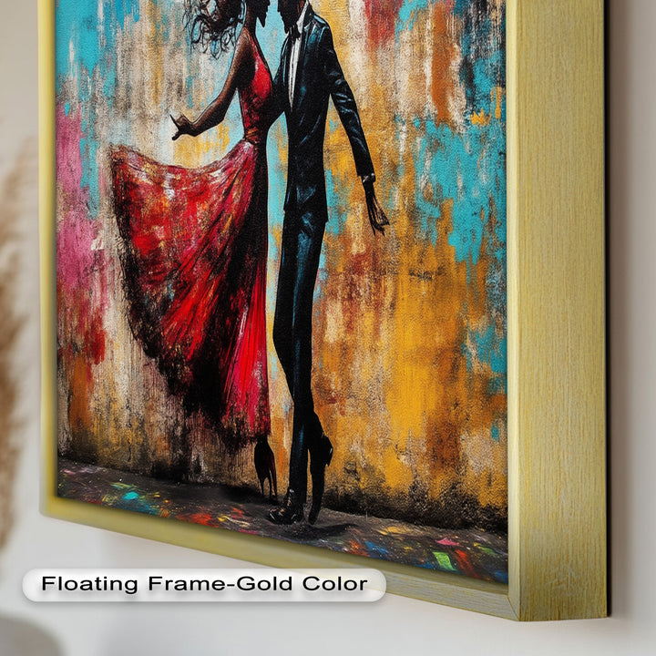Whirl of Passion – Dancing Lovers in Red Love Oil Painting