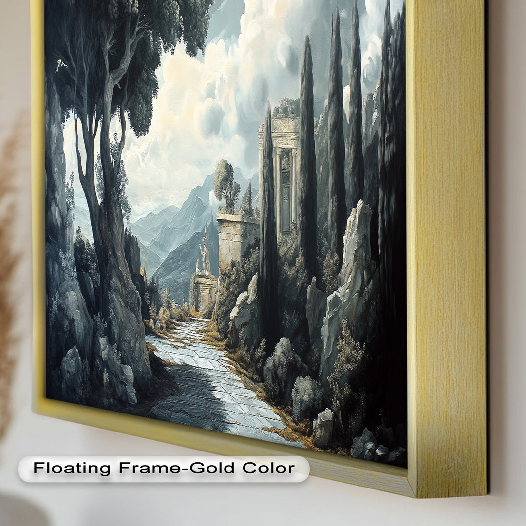 Ancient Pathway to the Temple – Dramatic Classical Landscape Oil Painting