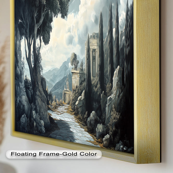 Ancient Pathway to the Temple – Dramatic Classical Landscape Oil Painting