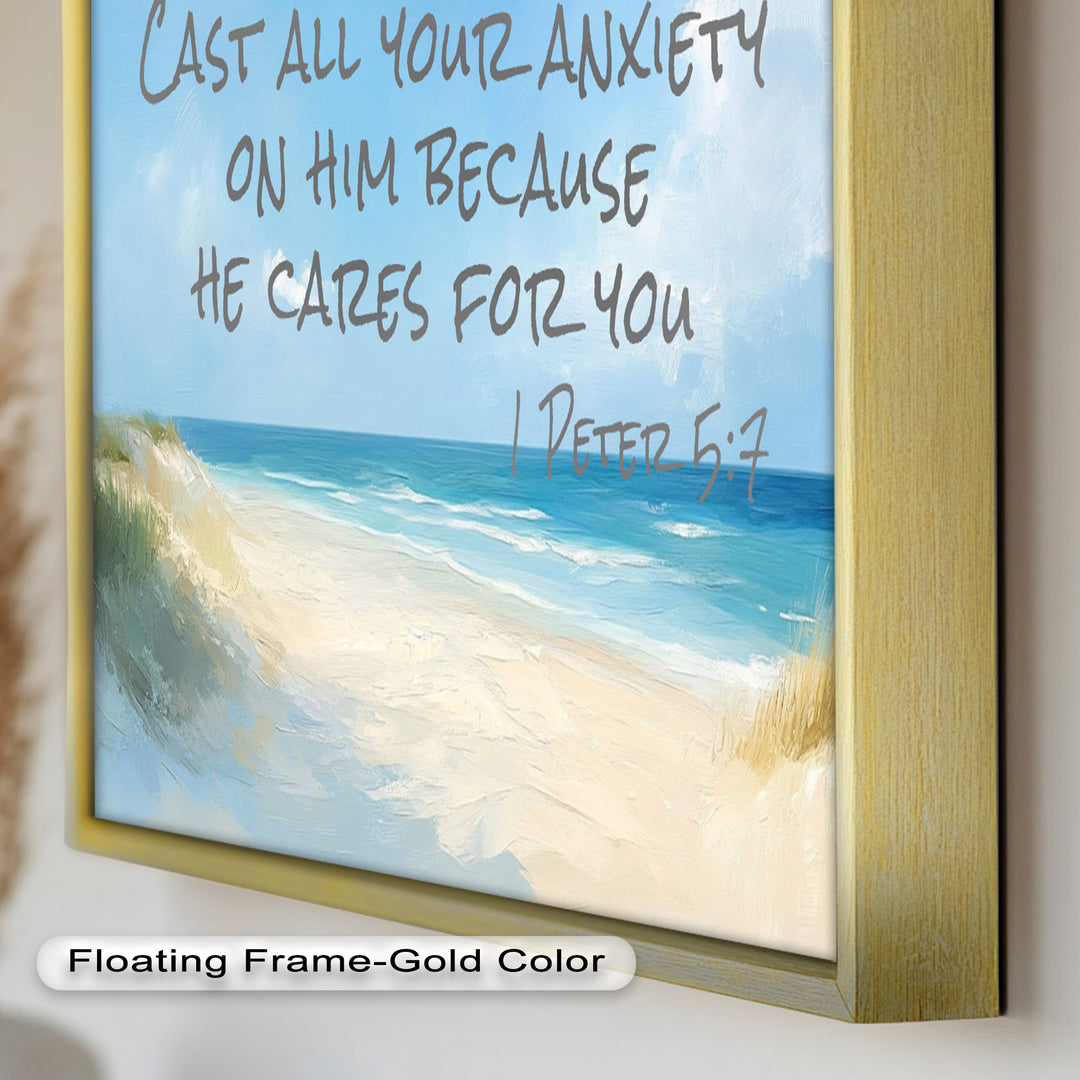 1 Peter 5:7 – Cast Your Anxiety Bible Verse Oil Painting