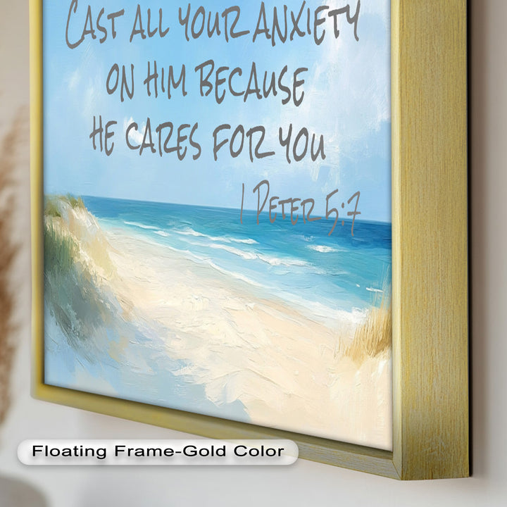 1 Peter 5:7 – Cast Your Anxiety Bible Verse Oil Painting