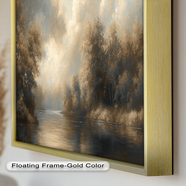 Serene River Landscape Wall Art – Modern Oil Painting