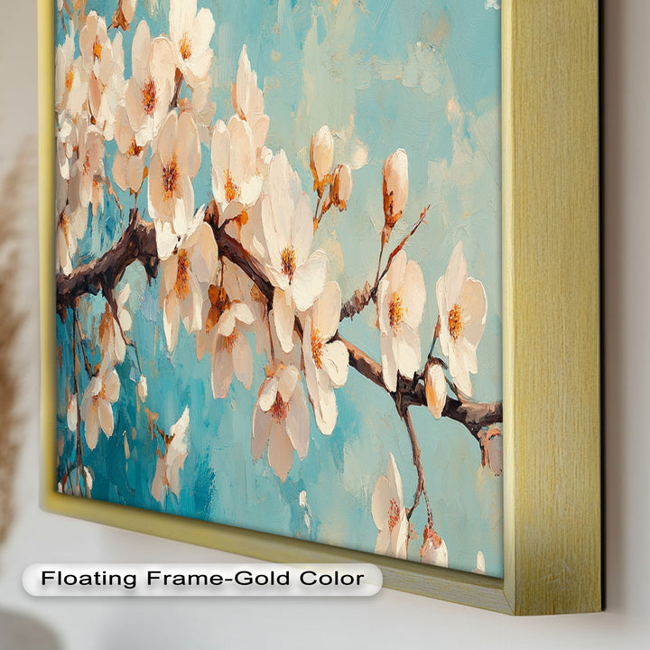 White Cherry Blossoms Wall Art – Floral Oil Painting